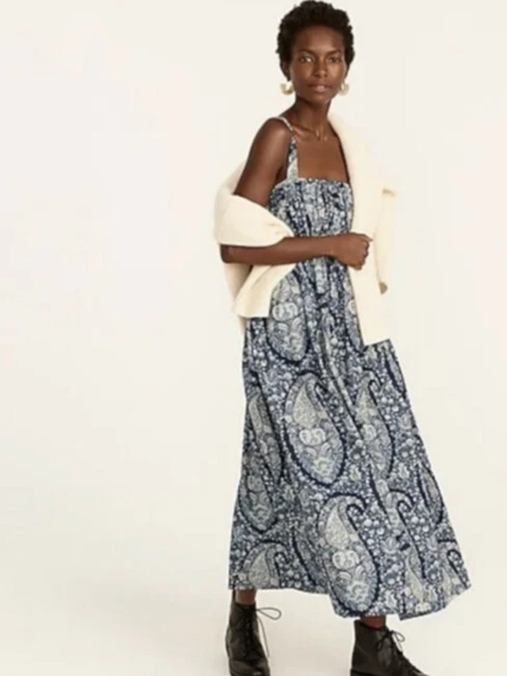 J.Crew Gathered Cotton-poplin Dress in Oversized Paisley Size 8